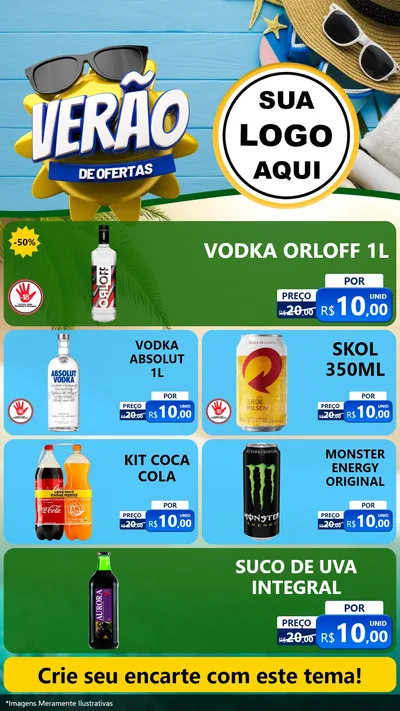 Modelo de TV para TV Vertical com o tema Verão de Ofertas para Distribuidora de bebidas