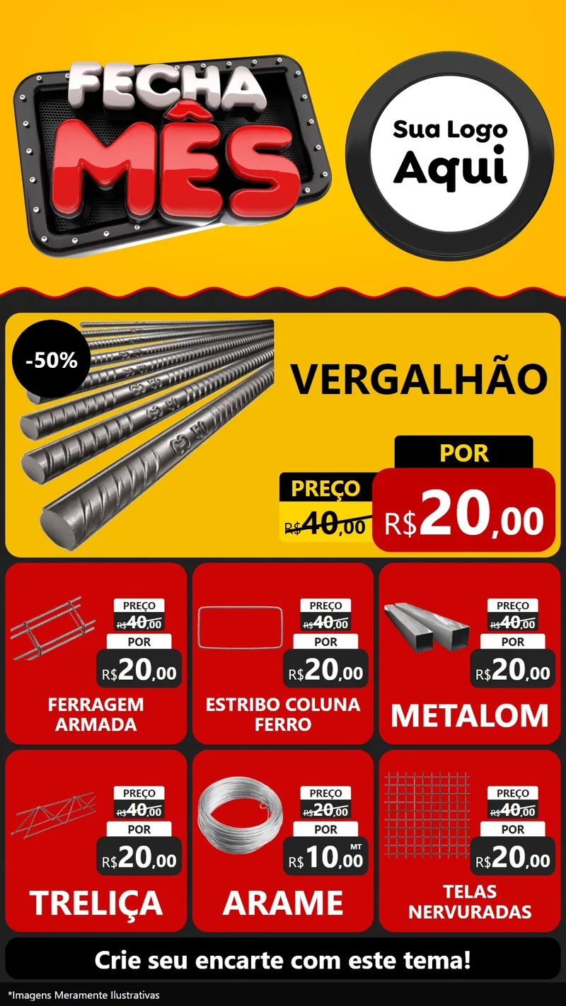 Modelo de Rede Social para Stories com o tema Fecha Mês para Ferragens