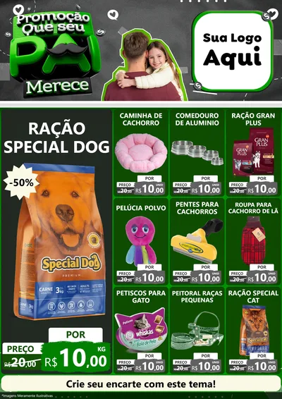 Modelo de Encarte para Encarte A4 Vertical com o tema Promoção Que seu Pai Merece para Pet Shop