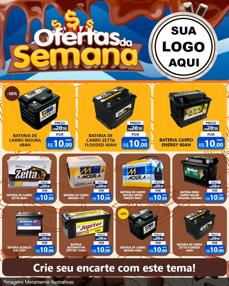 Modelo de Rede Social para Feed Instagram com o tema Ofertas da Semana - Páscoa para Baterias Elétricas
