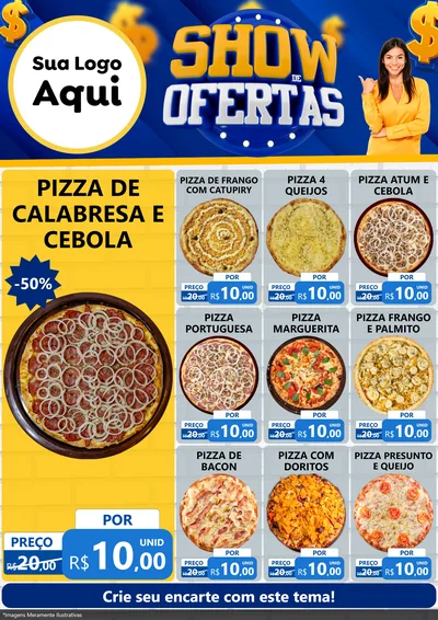 Modelo de Encarte para Encarte A4 Vertical com o tema Show de Ofertas para Pizzaria