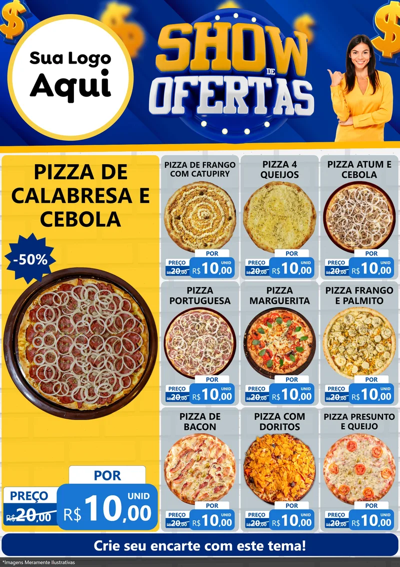Modelo de Encarte para Encarte A4 Vertical com o tema Show de Ofertas para Pizzaria
