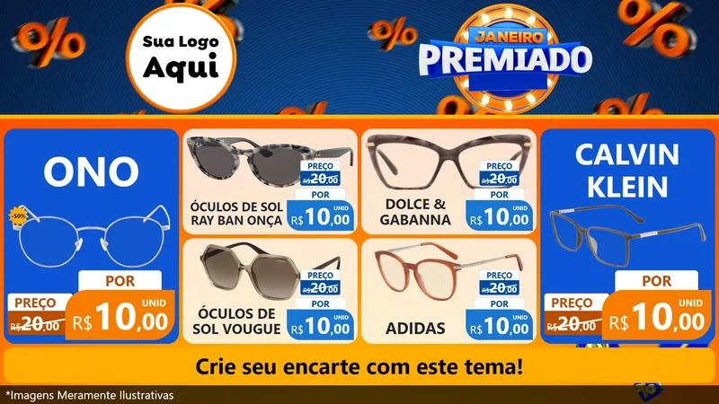 Modelo de TV para TV Horizontal com o tema Janeiro Premiado para Óticas