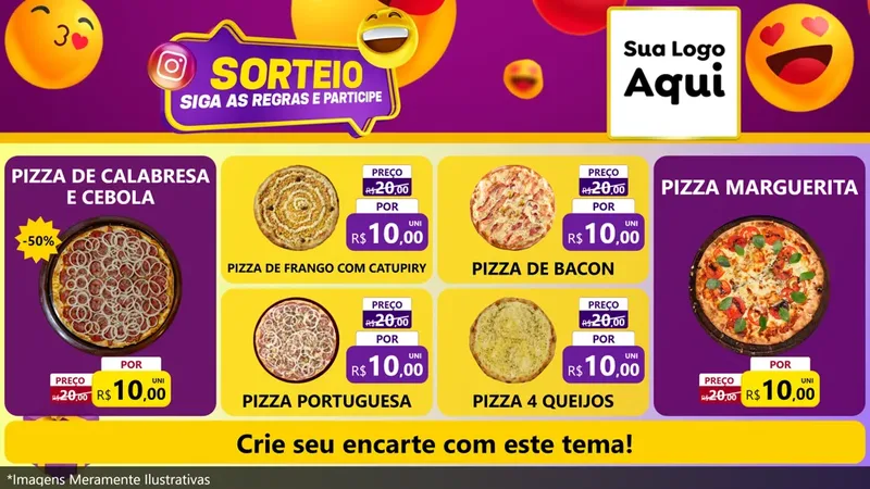 Modelo de TV para TV Horizontal com o tema Sorteio para Pizzaria