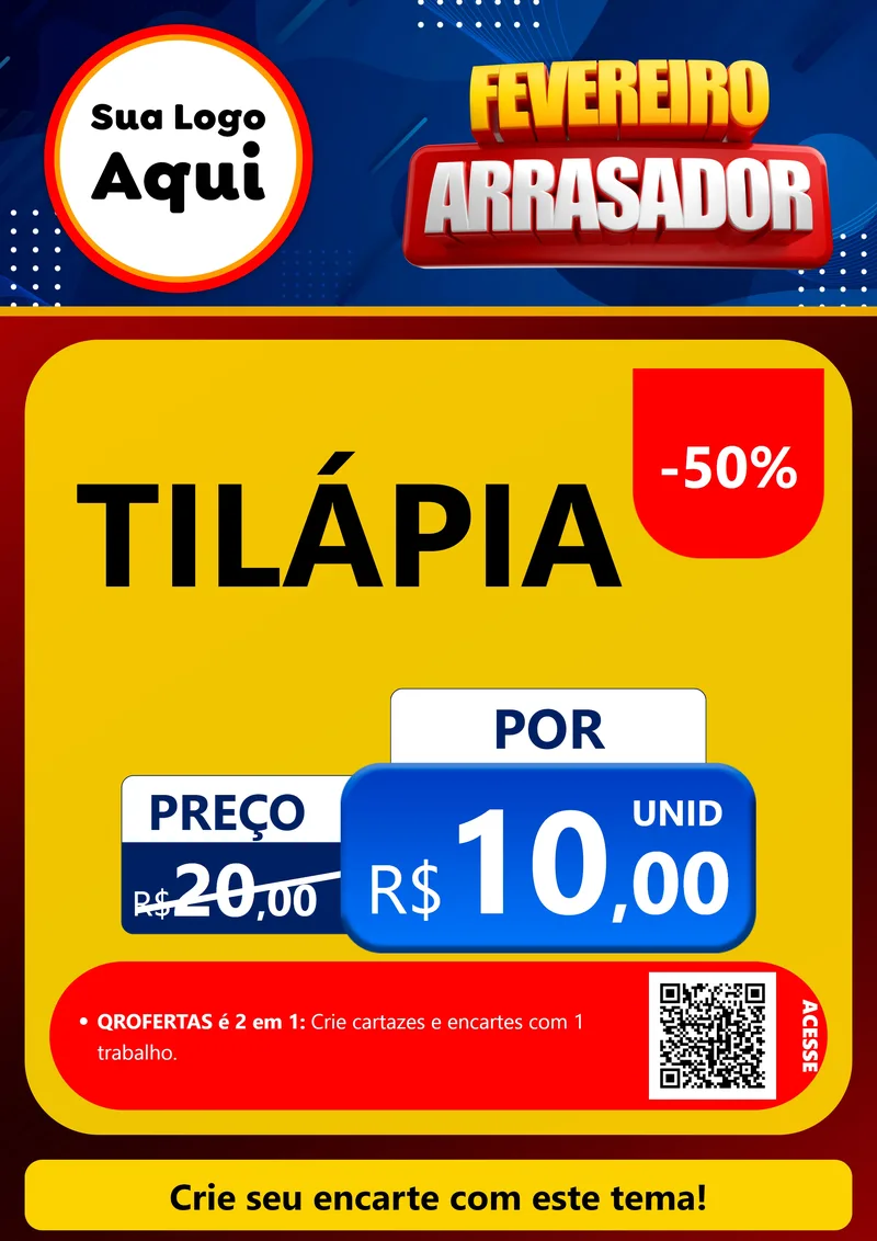 Modelo de Cartaz para Cartaz A4 Vertical com o tema Fevereiro Arrasador para Peixaria