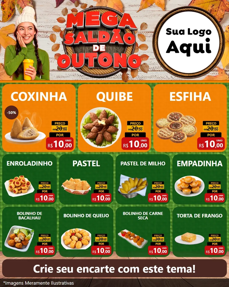 Modelo de Rede Social para Feed Instagram com o tema Mega Saldão de Outono para Salgadaria