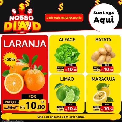 Modelo de Rede Social para Feed Facebook com o tema Nosso Dia D para Hortifrúti