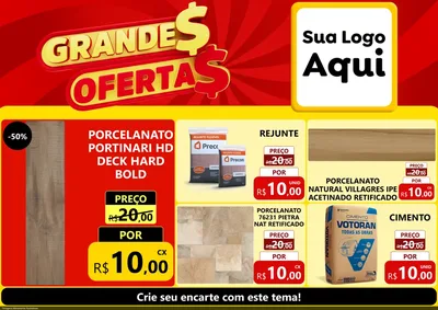 Modelo de Encarte para Encarte A4 Horizontal com o tema Grandes Ofertas para Pisos e revestimentos