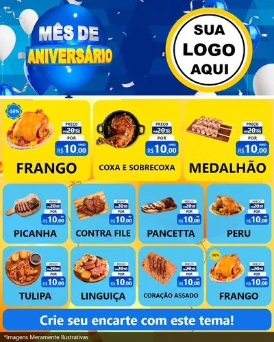 Modelo de Rede Social para Feed Instagram com o tema Mês de Aniversário para Assados