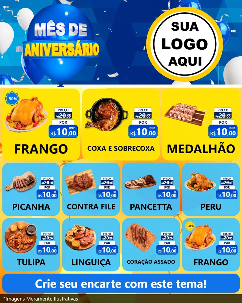 Modelo de Rede Social para Feed Instagram com o tema Mês de Aniversário para Assados