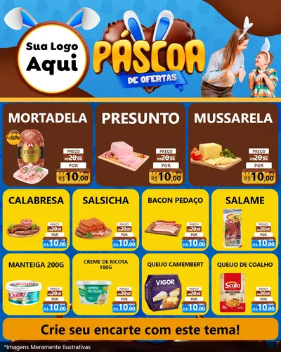 Modelo de Rede Social para Feed Instagram com o tema Páscoa de Ofertas para Frios e Laticínios