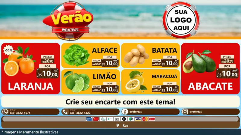 Modelo de TV para TV Horizontal com o tema Verão Imbatível para Hortifrúti