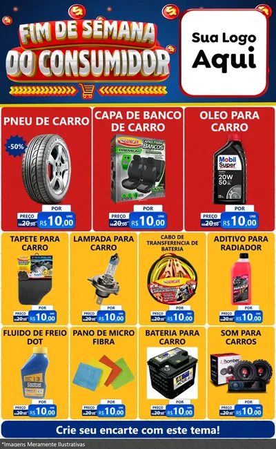 Modelo de Encarte para Encarte Grande com o tema Fim de Semana do Consumidor para Auto peças