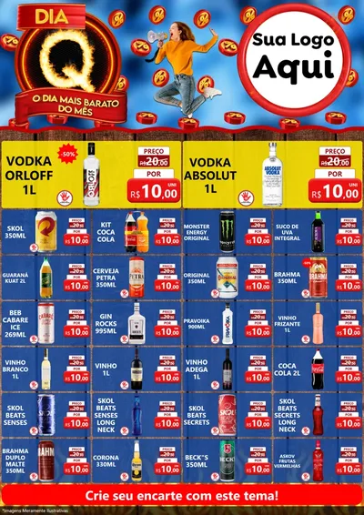 Modelo de Encarte para Encarte A4 Vertical com o tema Dia Q - O Dia Mais Barato Do Mês para Distribuidora de bebidas