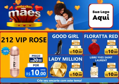 Modelo de Encarte para Encarte A4 Horizontal com o tema Mês das Mães para Perfumes