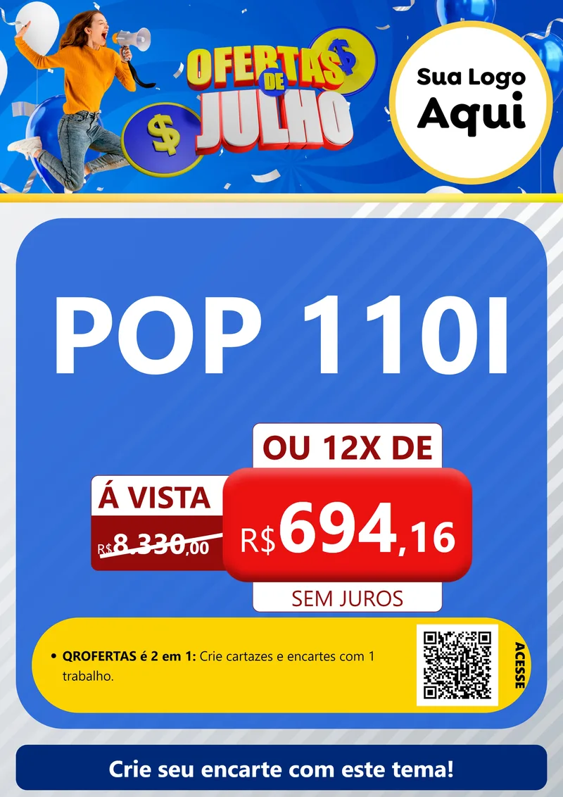 Modelo de Cartaz para Cartaz A4 Vertical com o tema Ofertas de Julho para Concessionaria de Motos
