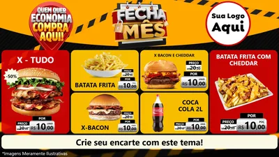 Modelo de TV para TV Horizontal com o tema Fecha Mês para Hamburgueria