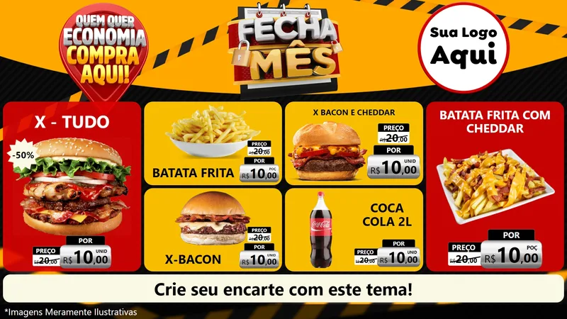Modelo de TV para TV Horizontal com o tema Fecha Mês para Hamburgueria