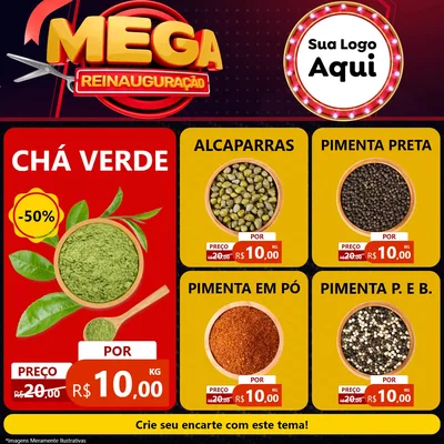 Modelo de Rede Social para Feed Facebook com o tema Mega Reinauguração para Produtos Naturais