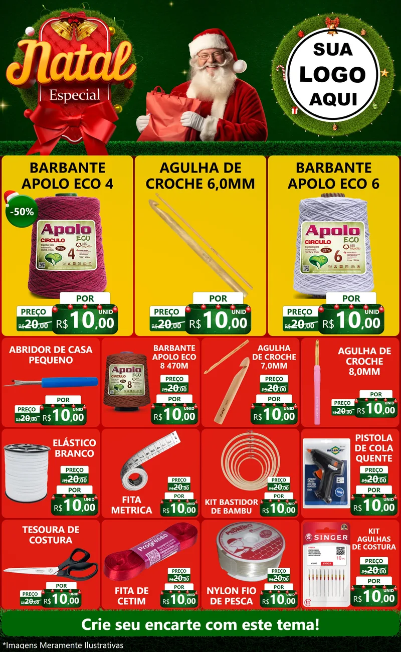 Modelo de Encarte para Encarte Grande com o tema Natal Especial para Armarinho e Aviamentos