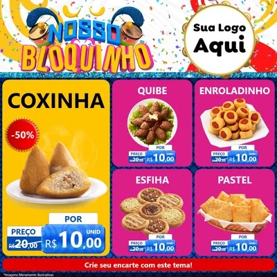Modelo de Rede Social para Feed Facebook com o tema Nosso Bloquinho para Salgadaria