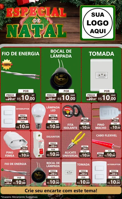 Modelo de Encarte para Encarte Grande com o tema Especial de Natal para Materiais Elétricos