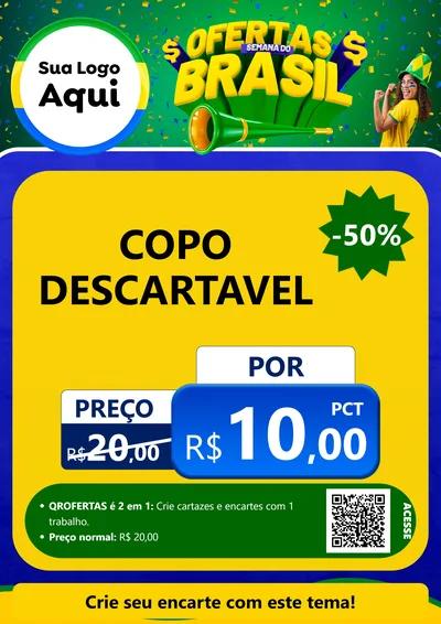 Modelo de Cartaz para Cartaz A4 Vertical com o tema Ofertas Semana do Brasil para Embalagens