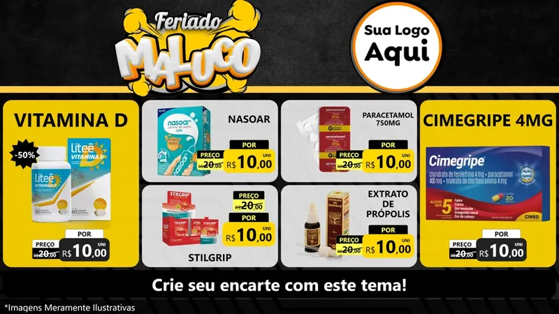 Modelo de TV para TV Horizontal com o tema Feriado Maluco para Farmácia