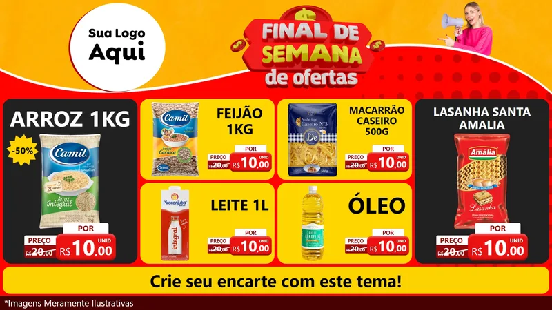 Modelo de TV para TV Horizontal com o tema Final de Semana de Ofertas para Supermercado