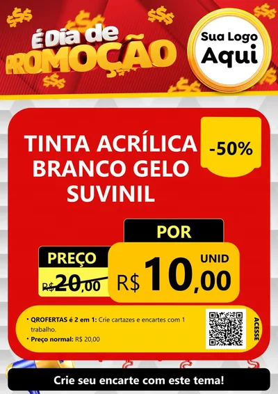 Modelo de Cartaz para Cartaz A4 Vertical com o tema É Dia De Promoção para Tintas e Ferramentas