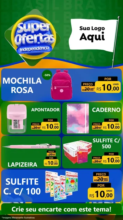 Modelo de TV para TV Vertical com o tema Super Ofertas de Independência para Papelaria