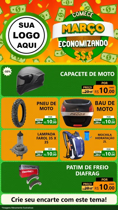Modelo de TV para TV Vertical com o tema Comece Março Economizando para Moto peças