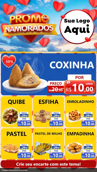 Modelo de Rede Social para Stories com o tema Promo dos Namorados para Salgadaria