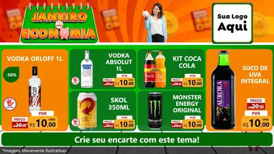 Modelo de TV para TV Horizontal com o tema Janeiro da Economia para Distribuidora de bebidas