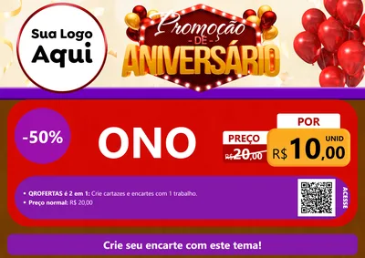 Modelo de Cartaz para Cartaz A4 Horizontal com o tema Promoção de Aniversário para Óticas