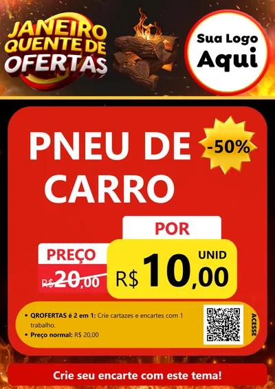 Modelo de Cartaz para Cartaz A4 Vertical com o tema Janeiro Quente de Ofertas para Auto peças