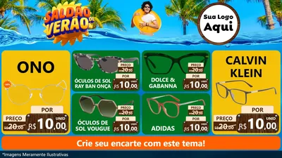 Modelo de TV para TV Horizontal com o tema Saldão de Verão para Óticas
