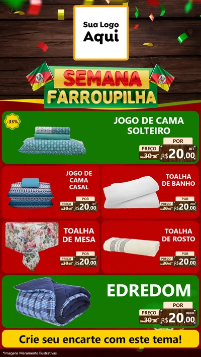 Modelo de TV para TV Vertical com o tema Semana Farroupilha para Cama, Mesa e Banho