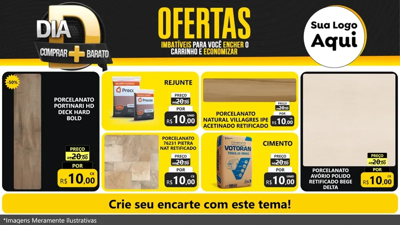 Modelo de TV para TV Horizontal com o tema Dia D Mais Economia para Pisos e revestimentos