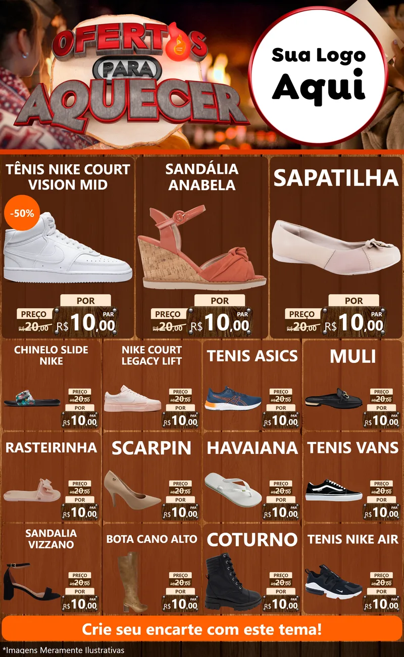 Modelo de Encarte para Encarte Grande com o tema Ofertas Para Aquecer para Calçados
