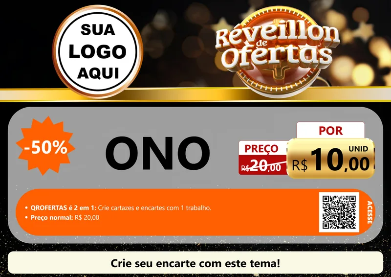 Modelo de Cartaz para Cartaz A4 Horizontal com o tema Réveillon de Ofertas para Óticas
