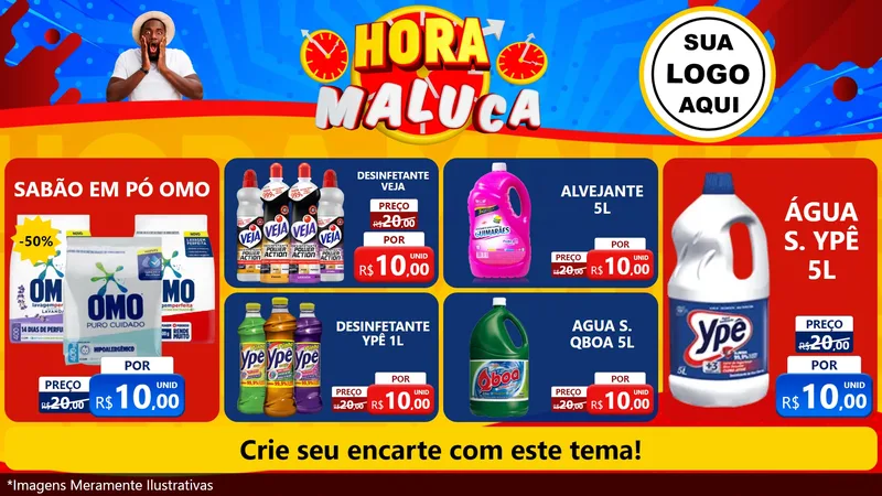 Modelo de TV para TV Horizontal com o tema Hora Maluca para Produtos de Limpeza