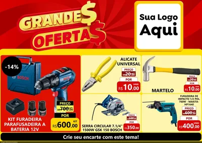 Modelo de Encarte para Encarte A4 Horizontal com o tema Grandes Ofertas para Maquinas e Ferramentas