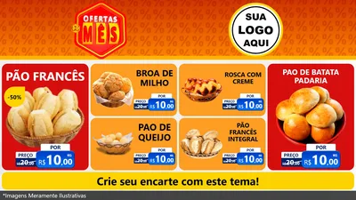 Modelo de TV para TV Horizontal com o tema Ofertas do Mês para Padaria