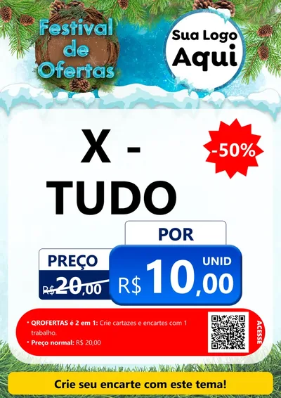 Modelo de Cartaz para Cartaz A4 Vertical com o tema Festival de Ofertas - Inverno para Hamburgueria