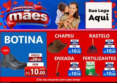 Modelo de Encarte para Encarte A4 Horizontal com o tema Promoção das Mães para Agropecuária