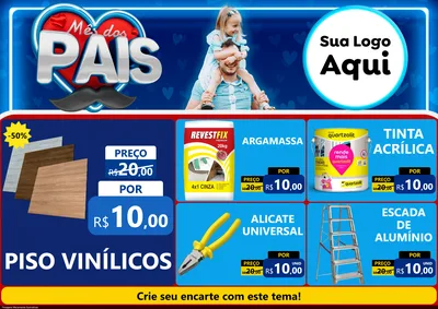 Modelo de Encarte para Encarte A4 Horizontal com o tema Mês Dos Pais para Material para Construção