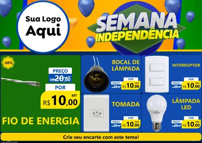 Modelo de Encarte para Encarte A4 Horizontal com o tema Semana da Independência para Materiais Elétricos