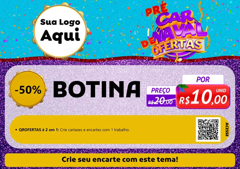 Modelo de Cartaz para Cartaz A4 Horizontal com o tema Pré Carnaval de Ofertas para Agropecuária