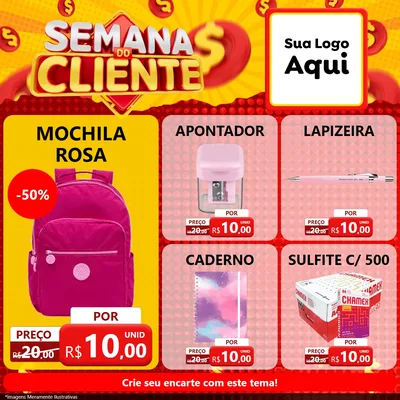 Modelo de Rede Social para Feed Facebook com o tema Semana do Cliente para Papelaria